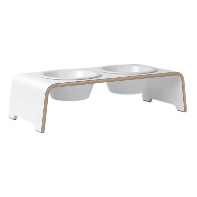 dogBar® Classic korotettu ruokakuppiteline - Valkoinen, M / Posliini Comfort