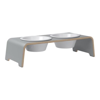 dogBar® Classic korotettu ruokakuppiteline - Harmaa, M / Posliini Comfort