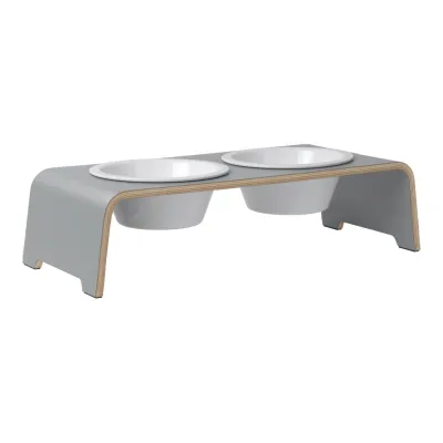 dogBar® Classic korotettu ruokakuppiteline - Harmaa, M / Posliini Comfort, kuva 1 / 1