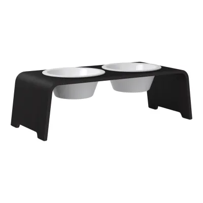 dogBar® Classic korotettu ruokakuppiteline - Tumma tammi, M-small / Posliini Comfort, kuva 1 / 1