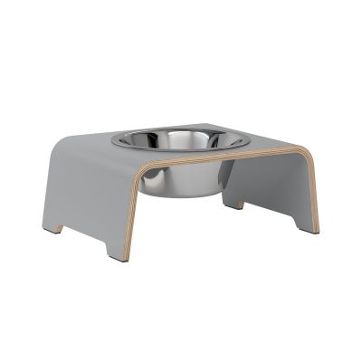 dogBar® Single korotettu ruokakuppi - Harmaa, M / Posliini Comfort