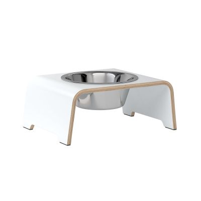 dogBar® Single korotettu ruokakuppi - Valkoinen, M-large / Posliini Comfort