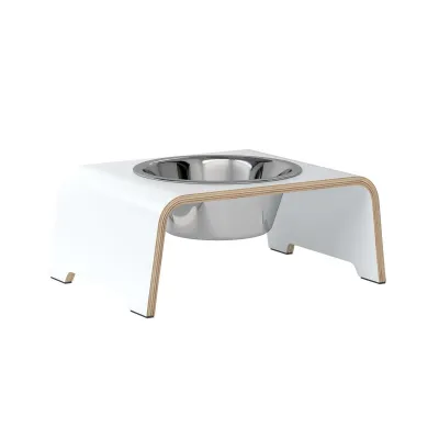 dogBar® Single korotettu ruokakuppi - Valkoinen, M-large / Posliini Comfort