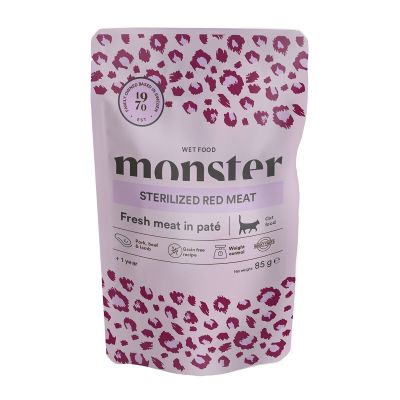 Monster Pet Food Monster Cat Adult Sterilized Red Meat Patee 85 g