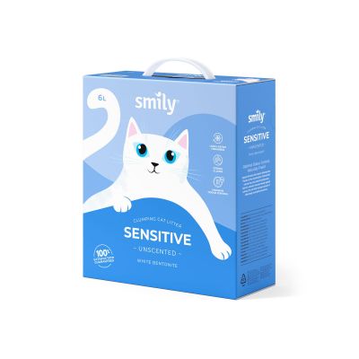 Smily White Bentonite -kissanhiekka, hajustamaton 6 l