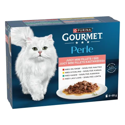 Gourmet Mini Fillets Lihaa ja kalaa kastikkeessa 8 x 85 g