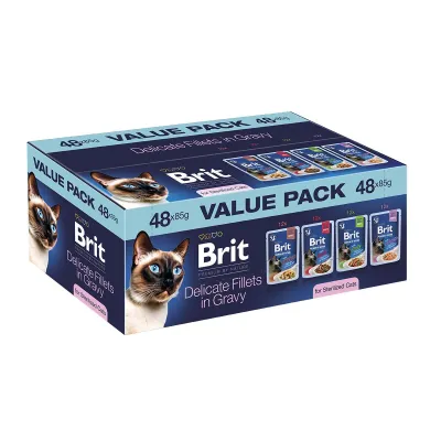 Brit Premium Sterilised ValuePack fileitä kastikkeessa 48 x 85 g